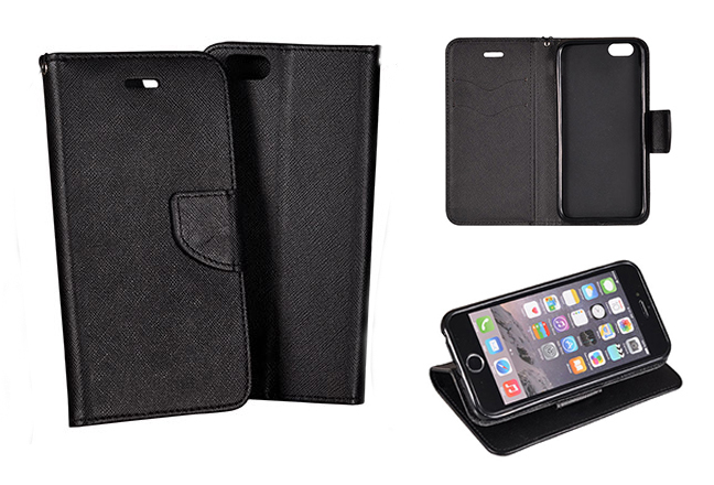 ALCATEL Pixi 3 (4'') - ΘΗΚΗ NETONE FANCY DIARY BOOK STYLE ΠΟΡΤΟΦΟΛΙ ΜΑΥΡΗ