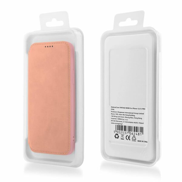 APPLE iPhone 12 / 12 Pro - ΘΗΚΗ BOOK STYLE VINTAGE ΜΑΓΝΗΤΙΚΗ ΡΟΖ