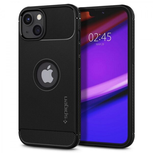 APPLE iPhone 13 - ΘΗΚΗ ΣΙΛΙΚΟΝΗΣ SPIGEN Rugged Armor ΜΑΥΡΗ