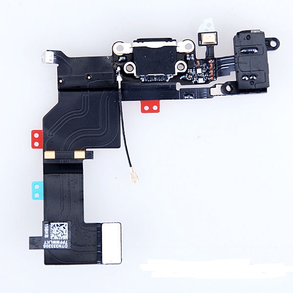APPLE iPhone 5S - Charging Flex Cable Connector + microphone Audio Jack Black Original