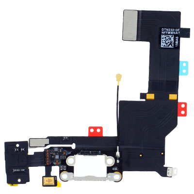APPLE iPhone 5S - Charging Flex Cable Connector + microphone Audio Jack White Original