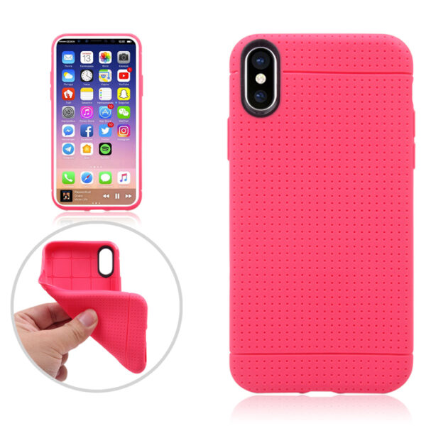 APPLE iPhone X / XS - ΘΗΚΗ ΣΙΛΙΚΟΝΗΣ DOT TPU ΡΟΖ