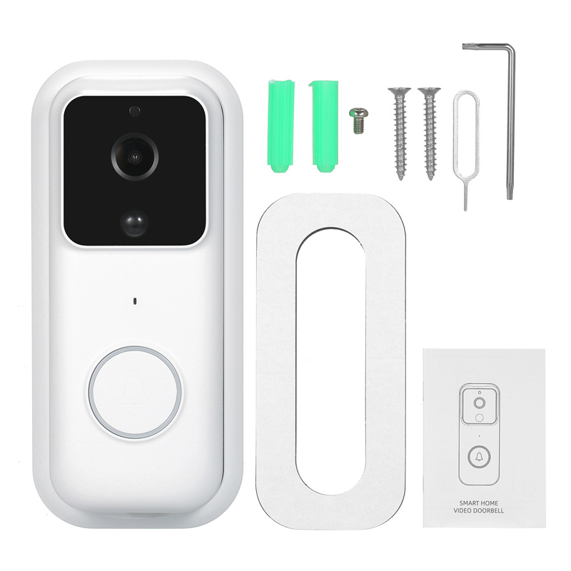 B60 Smart Video Doorbell Camera Door Bell with 170° View Night Vision Motion Detection 2 Way Audio Phone App White