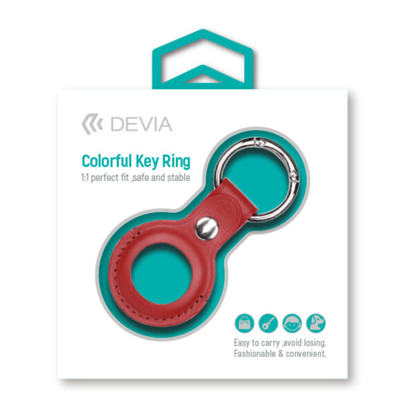 DEVIA AirTag Leather Key Ring Baltic Red