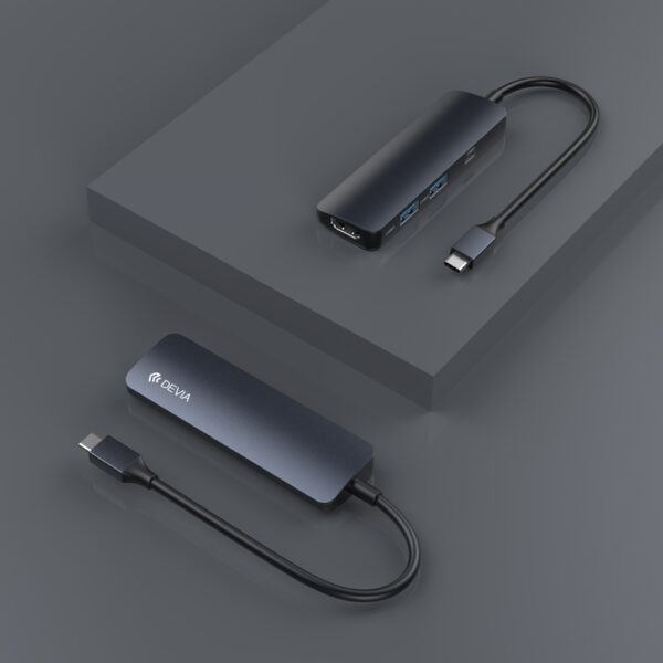 DEVIA Leopard type-c to HDMI USB3.0*2+PD 4 in 1 HUB Gray