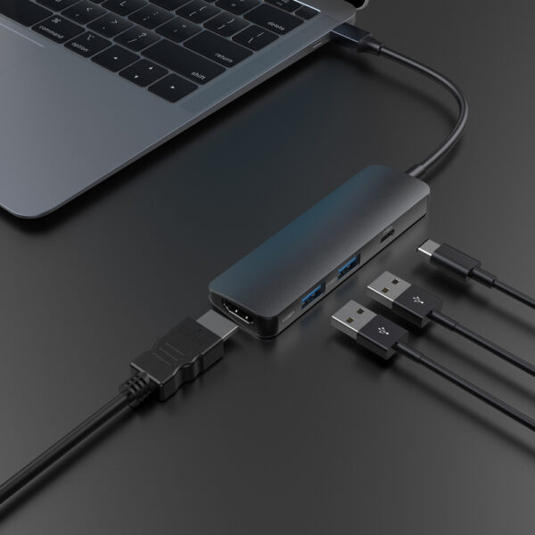 DEVIA Leopard type-c to HDMI USB3.0*2+PD 4 in 1 HUB Gray