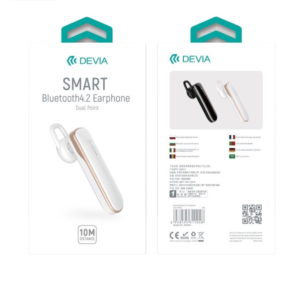 DEVIA Smart Bluetooth 4.2 Earphone (Update) White