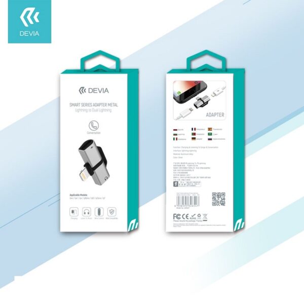 DEVIA Smart series Adapter lightning to Dual lightning (aluminum alloy) Black