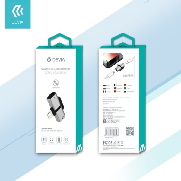 DEVIA Smart series Adapter lightning to Dual lightning (aluminum alloy) Silver