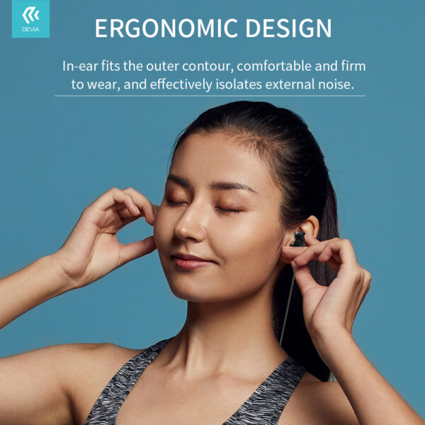 DEVIA Smart series dual speakers wired earphone (3.5mm) WIRED EARPHONES HANDS FREE Black