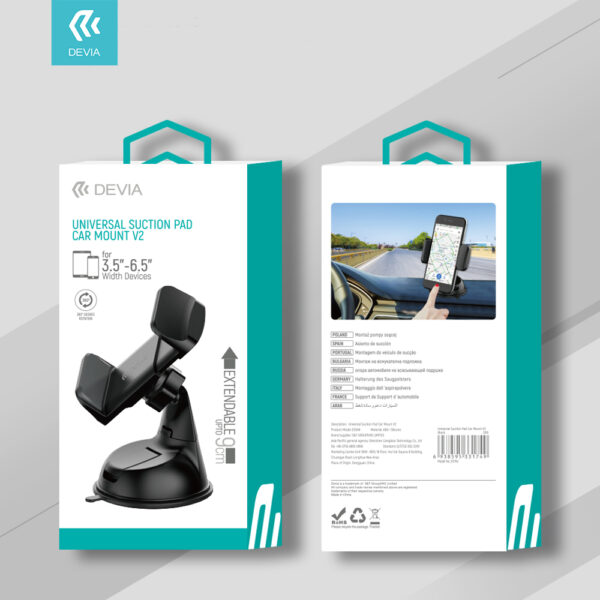 DEVIA Universal suction pad car mount V2 Black