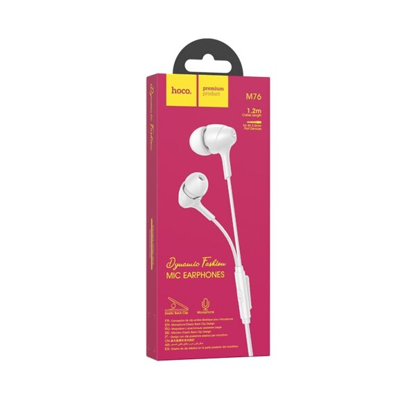 HOCO - M76 STEREO WIRED EARPHONES HANDS FREE MAYA WHITE