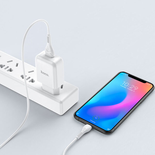 HOCO - N2 VIGOUR SINGLE USB TRAVEL CHARGER 2,1A SET TYPE C WHITE