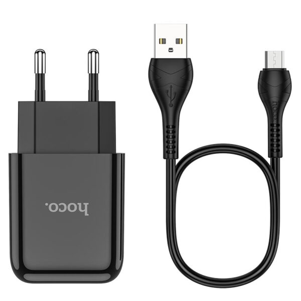 HOCO - N2 VIGOUR SINGLE USB TRAVEL CHARGER 2,1A SET microUSB BLACK