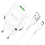 HOCO - N3 VIGOUR TRAVEL CHARGER SINGLE USB QC3.0, 18W SET microUSB CABLE WHITE