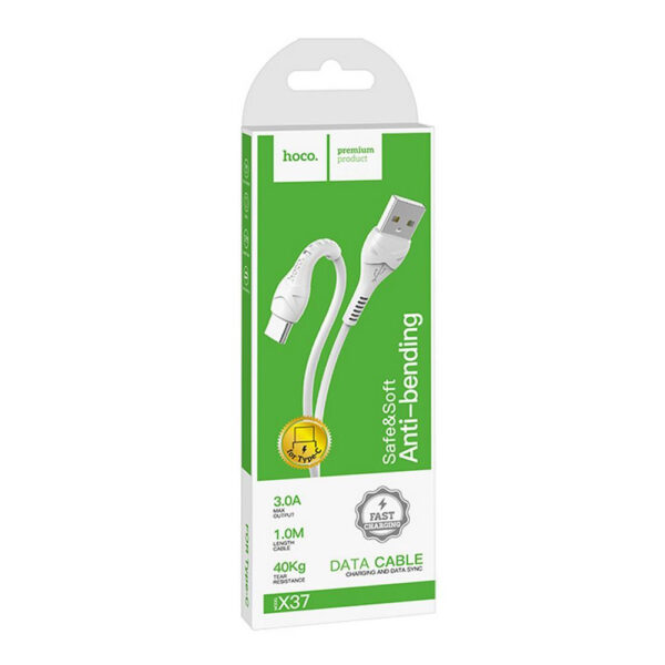 HOCO - X37 COOL POWER FAST CHARGE DATA CABLE TYPE C 2.4A 1m WHITE