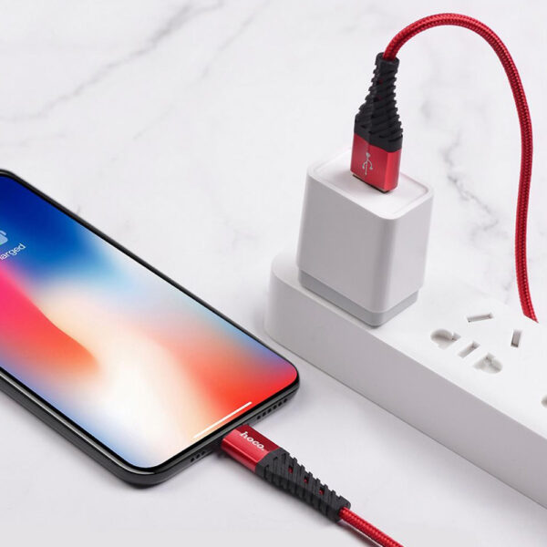 HOCO - X38 COOL QUICK CHARGE DATA CABLE LIGHTNING 2.4A 1m RED