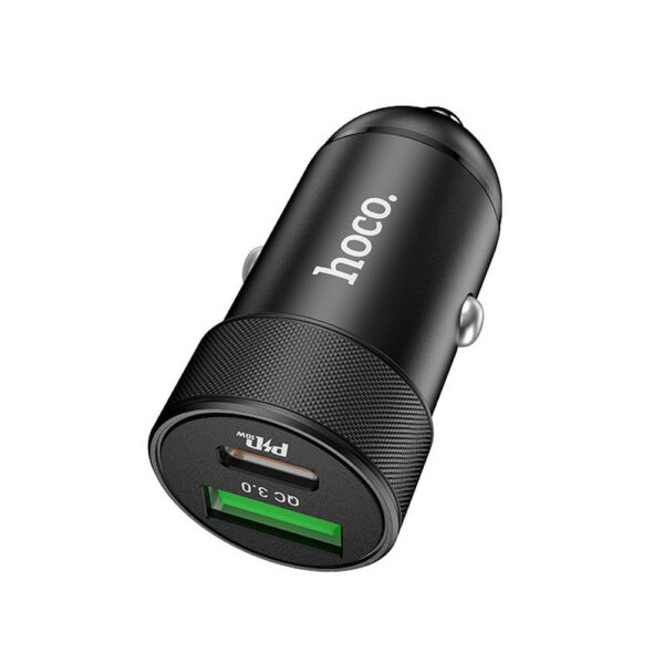 HOCO - Z32B SPEED UP CAR CHARGER DUAL WITH TYPE C PD QC3.0A AND USB 1.5A FAST CHARGING 4.5A 27W BLACK