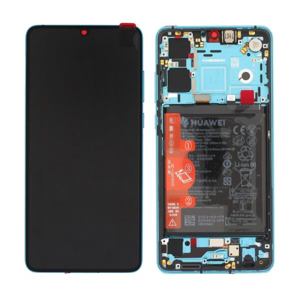 HUAWEI P30 - LCD + Touch + Frame + Battery Aurora Blue Original Service Pack