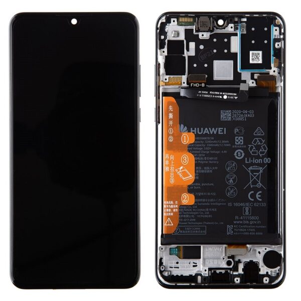 HUAWEI P30 Lite 2020 New Edition - LCD + Touch + Frame + Battery Black 48MP Original Service Pack