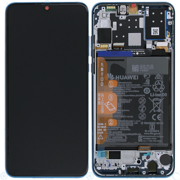 HUAWEI P30 Lite (New Edition) - LCD + Touch + Frame + Battery Blue Original Service Pack (02352PJP)