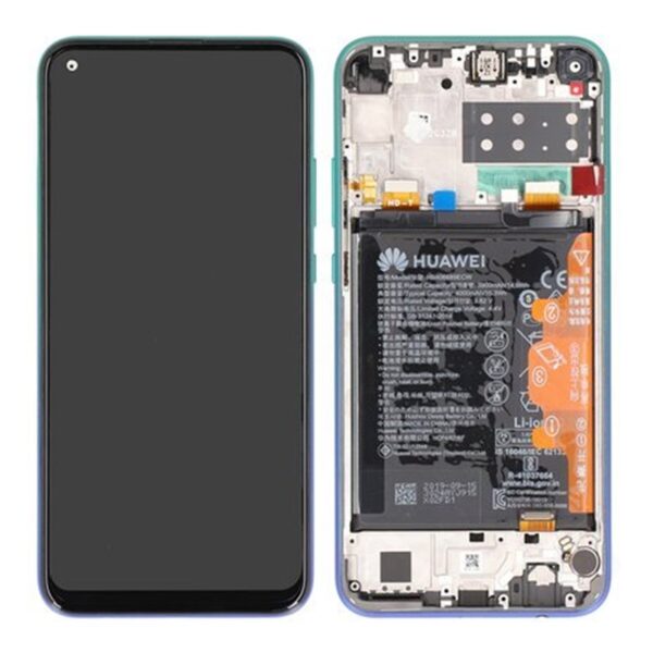 HUAWEI P40 Lite E - LCD + Touch + Frame + Battery Blue Original Service Pack