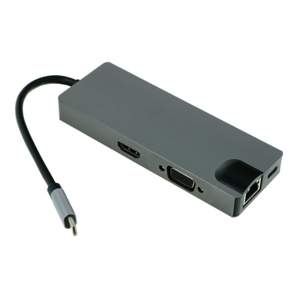 HUB TYPE C adaptor USB 3.0 x 2 / HDMI / VGA / TF / SD / RJ45 gigabit network card / USB-PD