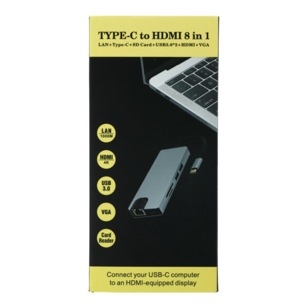 HUB TYPE C adaptor USB 3.0 x 2 / HDMI / VGA / TF / SD / RJ45 gigabit network card / USB-PD