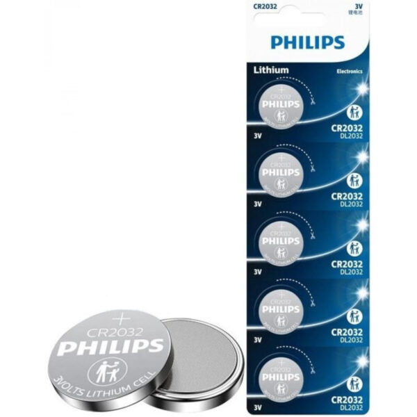PHILIPS CR2032 3V 210mAh ΜΠΑΤΑΡΙΑ ΛΙΘΙΟΥ  Καρτέλα 5 τεμ