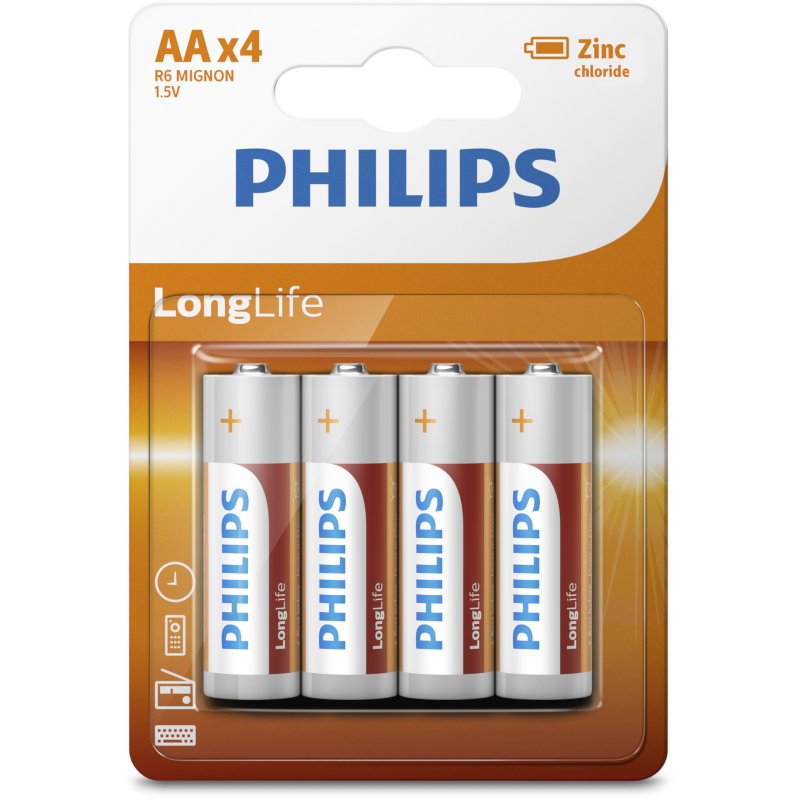 PHILIPS LR6 AA, LONGLIFE BATTERY  Blister 4 τεμ