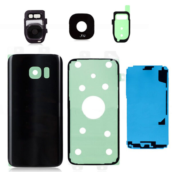 SAMSUNG G930F - Battery cover + Adhesive + Camera Lens Black OEM