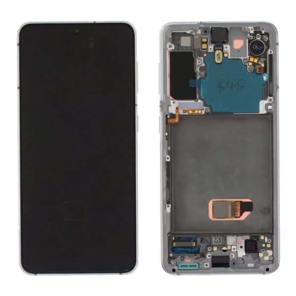SAMSUNG G991F Galaxy S21 - LCD - Complete front + Touch White Original Service Pack