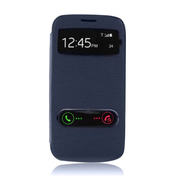 SAMSUNG Galaxy Ace 3 - ΘΗΚΗ S-VIEW BOOK STYLE ΜΕ ΠΑΡΑΘΥΡΟ, ΣΚΟΥΡΟ ΜΠΛΕ