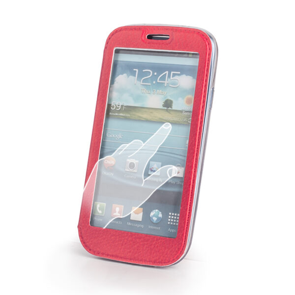 SAMSUNG Galaxy Core 2 - ΘΗΚΗ S-VIEW SMART BOOK STYLE ΜΕ ΠΑΡΑΘΥΡΟ, ΡΟΖ