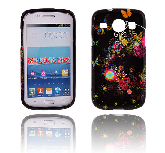 SAMSUNG Galaxy Core - ΘΗΚΗ ΣΙΛΙΚΟΝΗΣ ΜΑΥΡΗ FLOWER