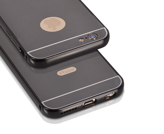 SAMSUNG Galaxy Grand Prime - ΠΡΟΣΤΑΤΕΥΤΙΚΗ ΘΗΚΗ ΑΛΟΥΜΙΝΙΟΥ BUMPER MIRROR με ΠΛΑΤΗ, ΜΑΥΡΗ