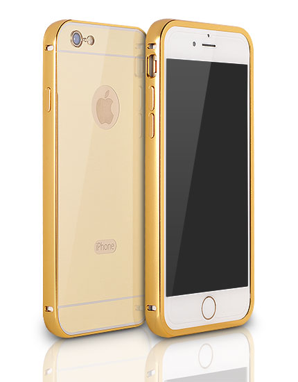 SAMSUNG Galaxy J5 - ΠΡΟΣΤΑΤΕΥΤΙΚΗ ΘΗΚΗ ΑΛΟΥΜΙΝΙΟΥ BUMPER MIRROR με ΠΛΑΤΗ, ΧΡΥΣΗ