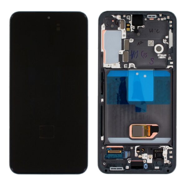 SAMSUNG S901B Galaxy S22 - LCD - Complete front + Touch + Frame Black Original Service Pack