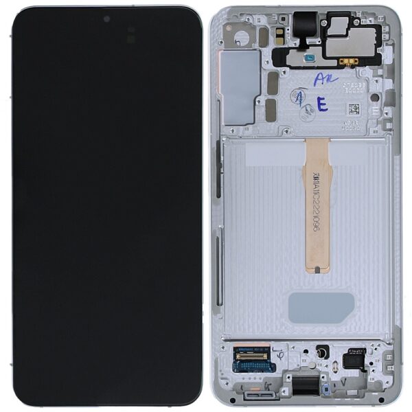 SAMSUNG S906B Galaxy S22 Plus - LCD - Complete front + Touch + Frame White Original Service Pack