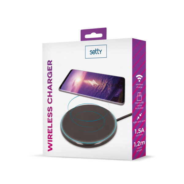Setty Wireless Charging Pad (Qi) 1.5A Black