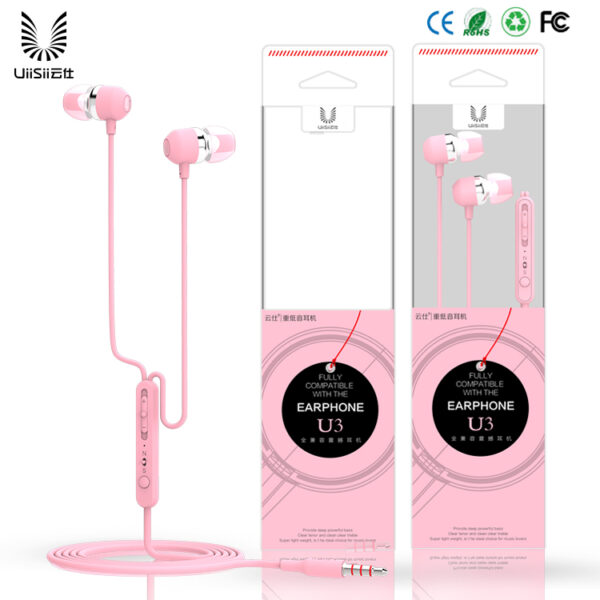UIISII Handsfree U3 Round cable, PINK