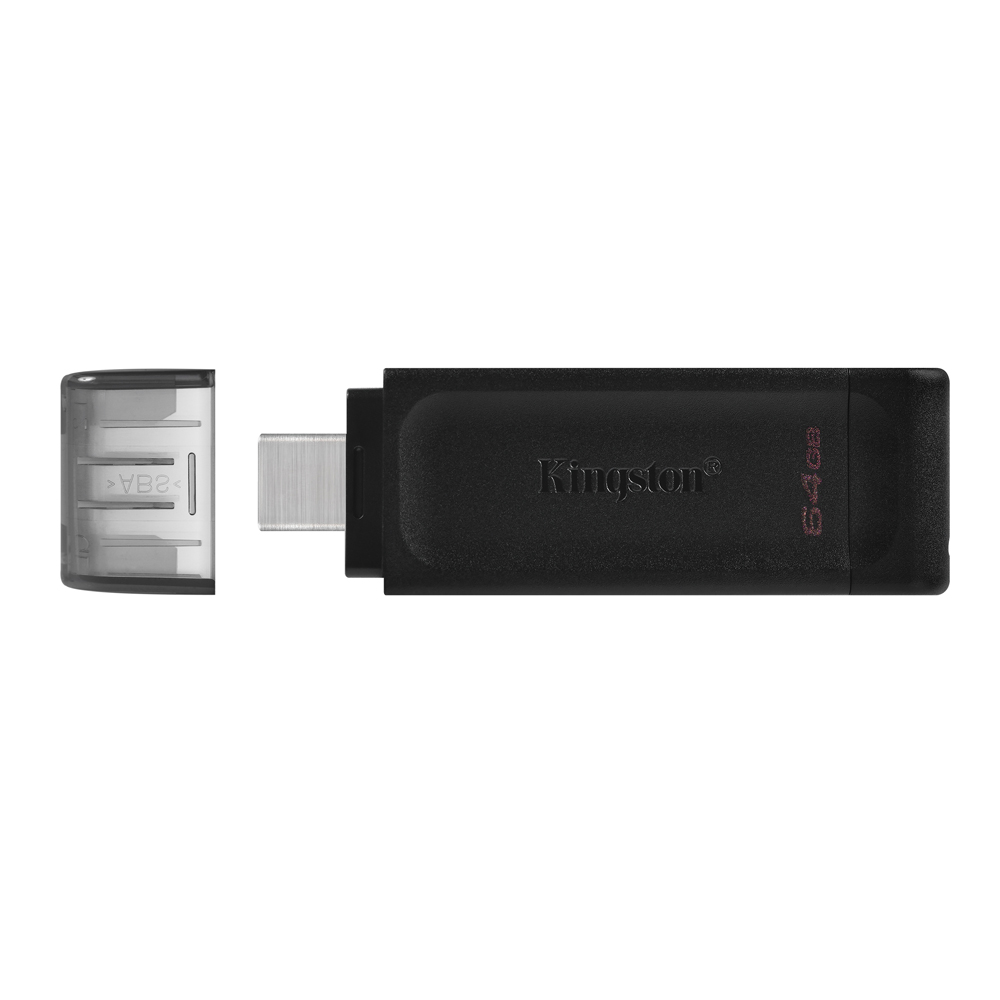 USB STICK KINGSTON 64GB, USB 3.2 GEN 1 , type C, PENDRIVE GT70 ΜΑΥΡΟ