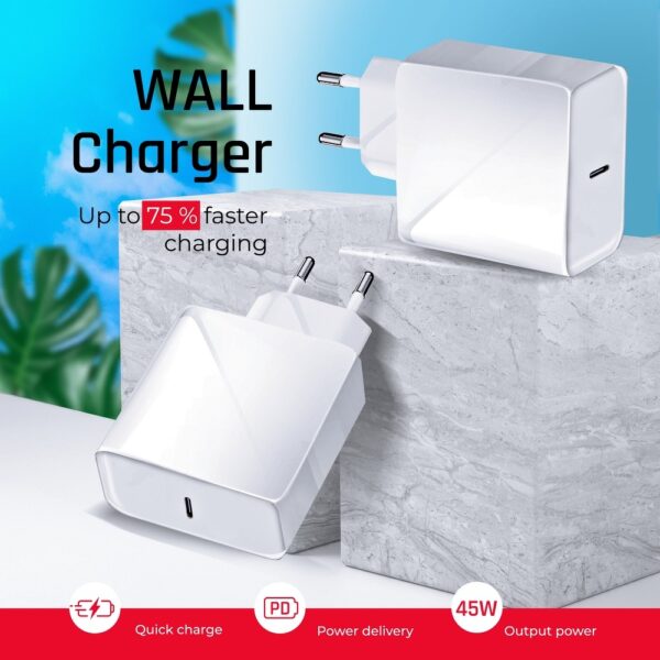 USB TRAVEL CHARGER FORCELL 45W Type-C WHITE UNIVERSAL