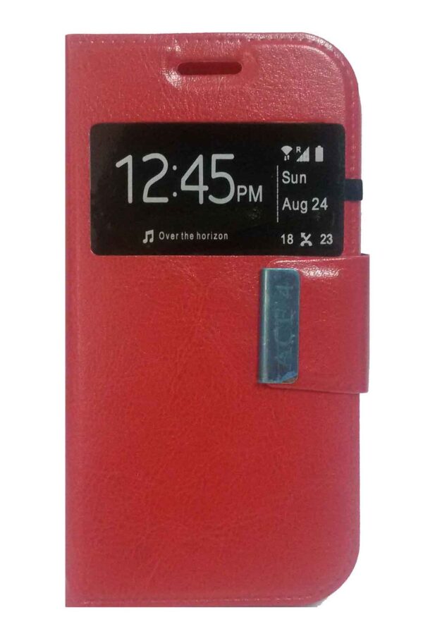 Vodafone Smart 4 turbo - ΘΗΚΗ S-VIEW BOOK STYLE ΜΕ ΠΑΡΑΘΥΡΟ, ΚΟΚΚΙΝΗ