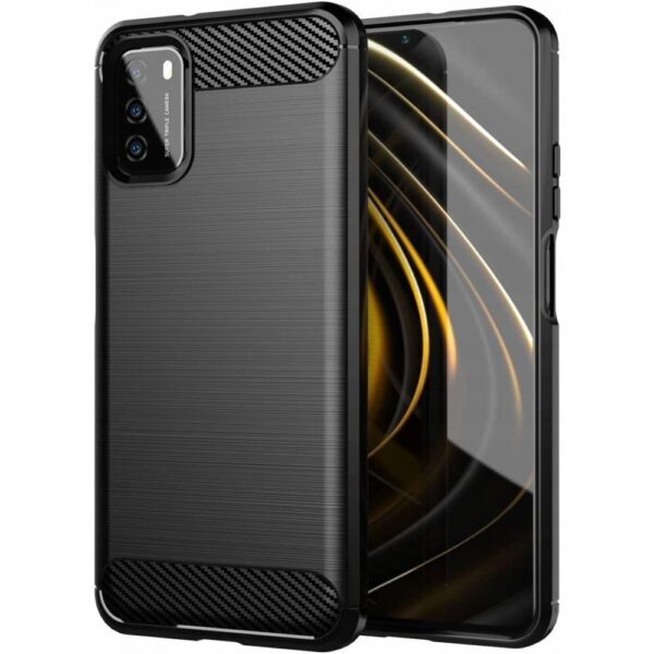 XIAOMI Poco M3 / Redmi 9T - ΘΗΚΗ ΣΙΛΙΚΟΝΗΣ CARBON ΜΑΥΡΗ