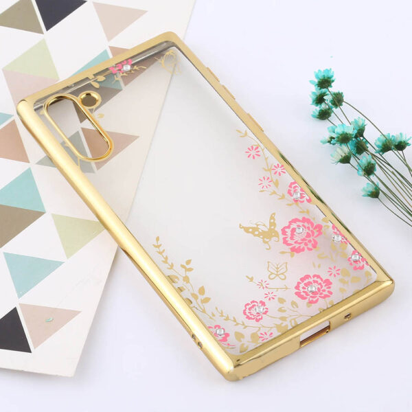 XIAOMI Redmi Note 8 - ΘΗΚΗ ΣΙΛΙΚΟΝΗΣ DIAMOND ΔΙΑΦΑΝΗ - ΧΡΥΣΗ FLOWER