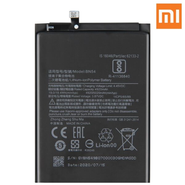 XIAOMI Redmi Note 9 / Redmi 9 - ORIGINAL BATTERY BN54 5020mAh SERVICE PACK