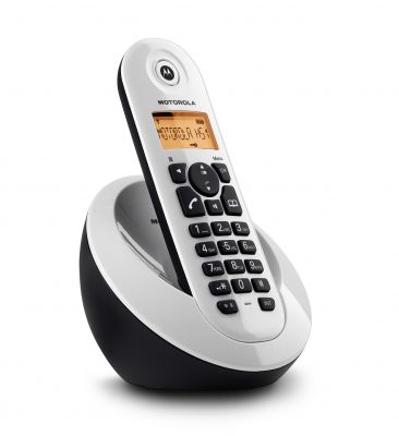 Ασύρματο τηλέφωνο dect Motorola άσπρο με ανοιχτή ακρόαση και φωτιζόμενη οθόνη