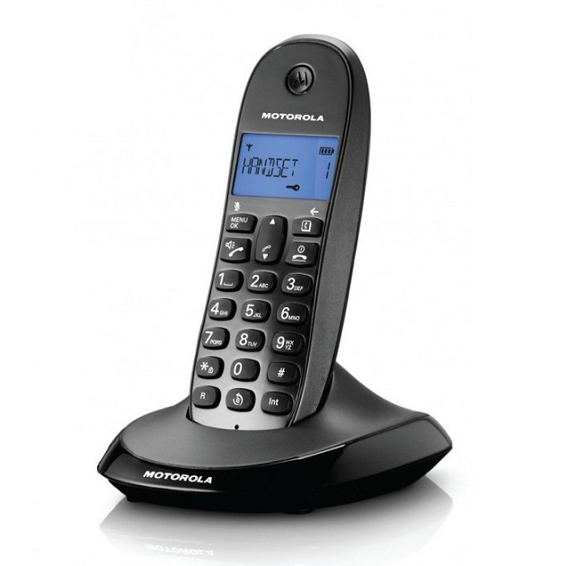 Ασύρματο τηλέφωνο dect Motorola με φωτιζόμενη οθόνη, μαύρο