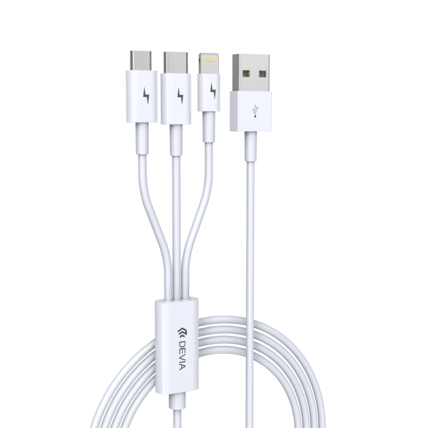 DEVIA Smart Series 3 In 1 Charging Cable (Micro, Type-C Lightning) White